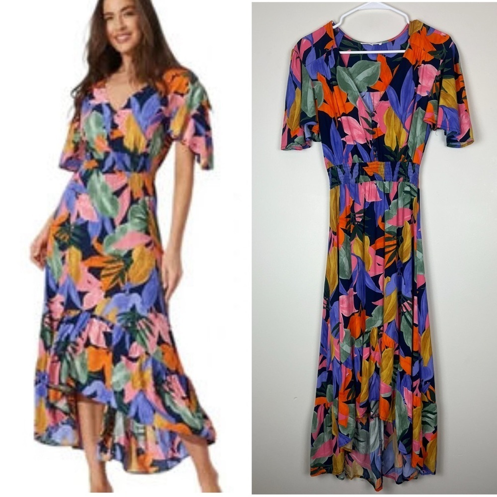 ABEL THE LABEL Tropical Leonard Dress Colorful Maxi XS